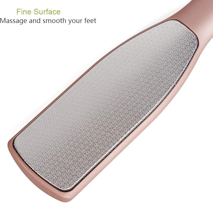 BEZOX Foot File Callus Remover, Double Sided Foot Scrubber for Dead Skin, Stainless Steel Pedicure File for Cracked Heel W/Cloth Storage Bag & Gift Box