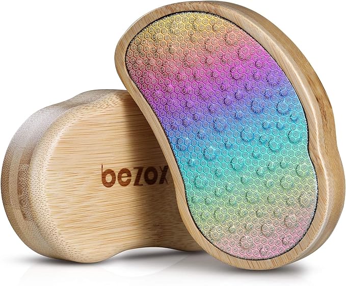 BEZOX Stainless Steel Pedi Egg Foot File Callus Remover for Dry and Wet Feet, Smooth Rough Skin, Plastic-Free Pedicure Tool Pumice Stone, Washable Foot Scrubber for Cracked Heels - Rainbow