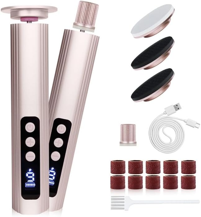Electric Foot Callus Remover with Nano Glass Head, 9-Speed Rechargeable Foot File with Adjustable R/F Rotation, Digital Display & Powerful Motor for Cracked Heels & Dead Skin (Pink)