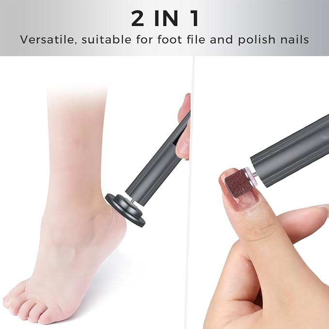 Electric Foot Callus Remover with Nano Glass Head, 9-Speed Rechargeable Foot File with Adjustable R/F Rotation, Digital Display & Powerful Motor for Cracked Heels & Dead Skin (Gray)