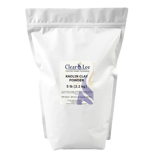 ClearLee Kaolin Clay Cosmetic Grade Powder - 100% Pure Natural Powder - Great For Skin Detox, Rejuvenation, and More - Heal Damaged Skin - DIY Clay Face Mask (5 LB)