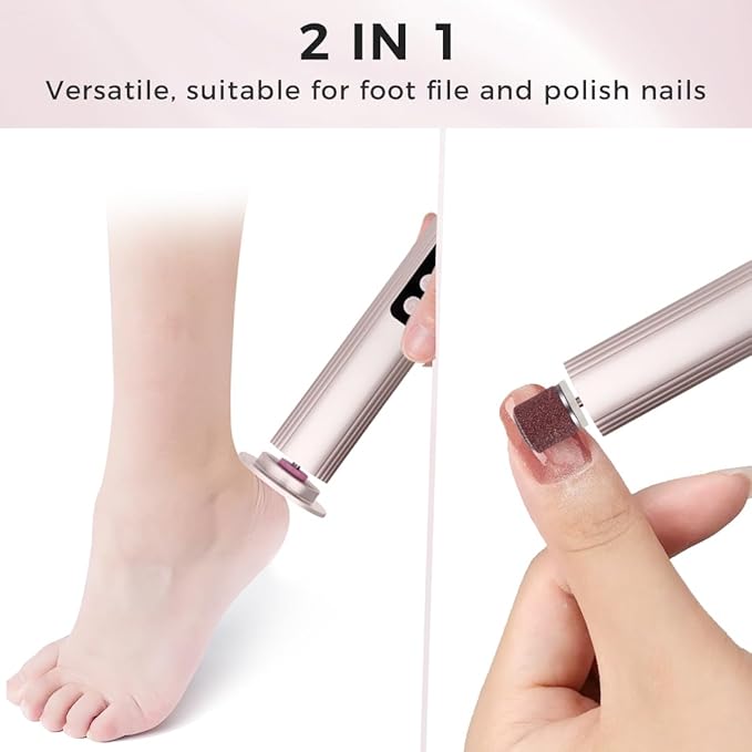 Electric Foot Callus Remover with Nano Glass Head, 9-Speed Rechargeable Foot File with Adjustable R/F Rotation, Digital Display & Powerful Motor for Cracked Heels & Dead Skin (Pink)