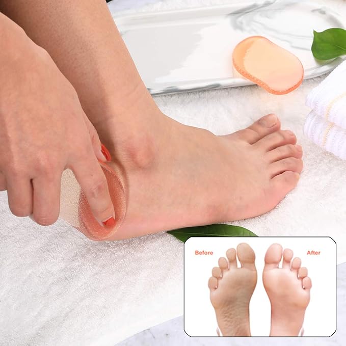 BEZOX Glass Foot File Callus Remover, Crystal Pedicure Foot Rasp for Callused, Coarse, Hard Skin Removal, Portable Hand Sized Foot Scraper for Cracked Heel - Orange