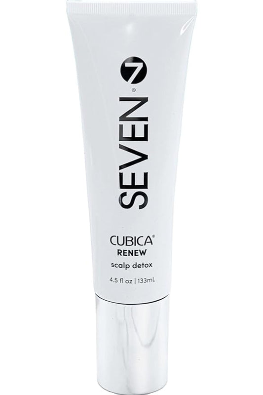 SEVEN Haircare CUBICA RENEW Scalp Detox Haircare Exfoliator Pre-Shampoo Deep Conditioning Hair Mask Treatment for Dry Damaged Hair with Eucalyptus, Charcoal, Kaolin & Papaya, Made in USA, 4.5 oz