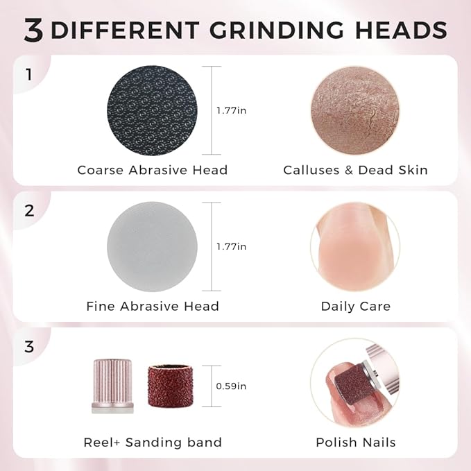 Electric Foot Callus Remover with Nano Glass Head, 9-Speed Rechargeable Foot File with Adjustable R/F Rotation, Digital Display & Powerful Motor for Cracked Heels & Dead Skin (Pink)