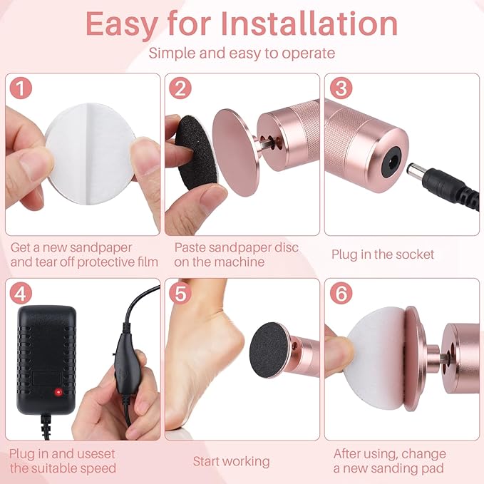 Electric Foot Callus Remover, 2-in-1 Electric Foot Filer/Nail Filer, Callus Remover for Feet with 60Pcs+12Pcs Sandpaper Discs，Holiday Gift Foot Repair Tool, Champagne Gold