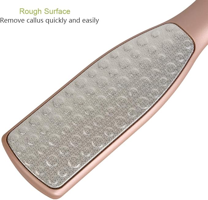 BEZOX Foot File Callus Remover, Double Sided Foot Scrubber for Dead Skin, Stainless Steel Pedicure File for Cracked Heel W/Cloth Storage Bag & Gift Box