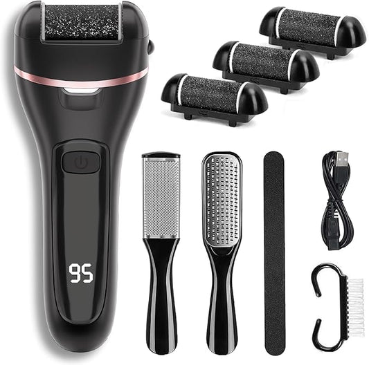 Electric Callus Remover for Feet with 3 Roller Heads 2 Speed Rechargeable Waterproof Foot File Perfect for Dead Hard Cracked Dry Skin