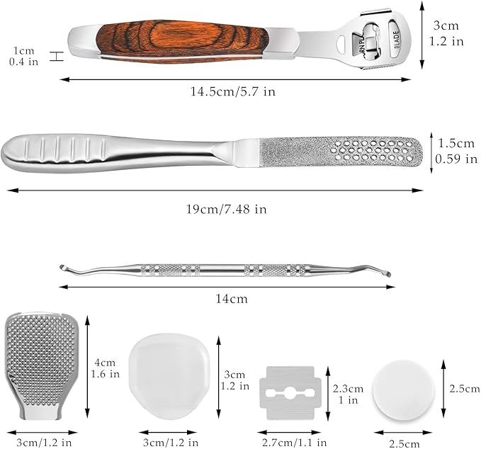 Callus Shaver, Foot Shaver Callus Remover for Feet Hand Care with Foot File, 10pcs Blades, Foot File Head and Dead Skin Storage Cover (15Pcs in Total)