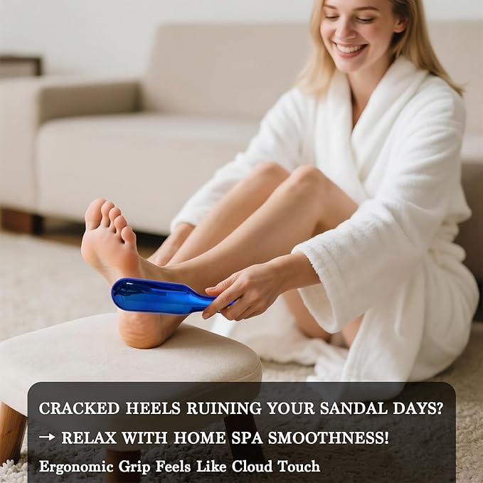 Hard Skin Remover Nano Glass Foot File with Non-Slip Ergonomic Handle, Professional Veinsgrain Foot Care Pedicure Tools for Smooth Feet (Blue)