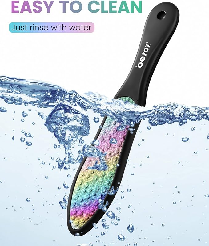 BEZOX Foot File Callus Remover(1 PCS), Double Sided Callus File Scraper, Foot Scrubber for Cracked Heel and Foot Corn Removal, Stainless Steel Pedicure File - Rainbow