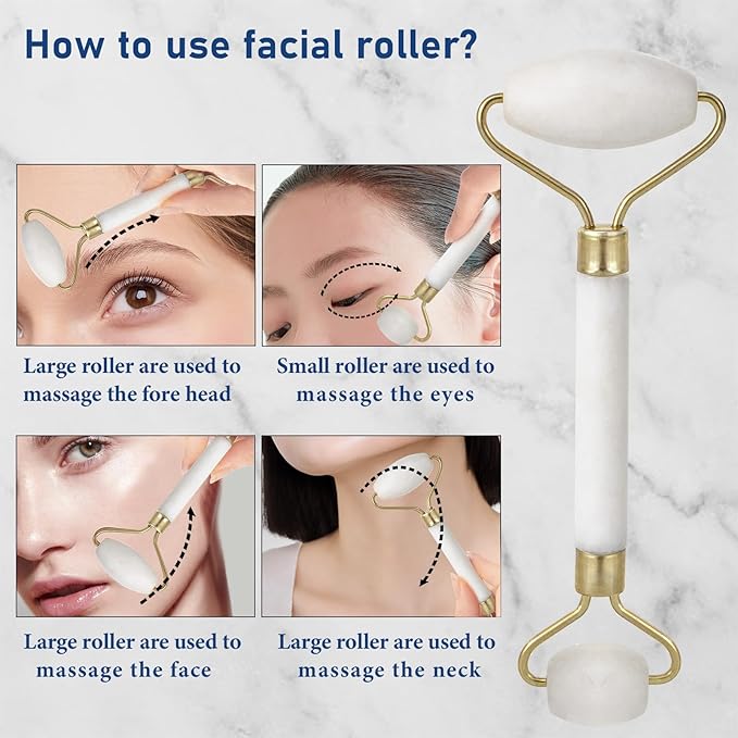 Face Brush 2 in 1, Silicone Facial Cleansing Exfoliating Brush Soft Bristles Pore Deep Cleansing, Jade Face Roller Skin Care Tools, Manual Dual Face Wash Scrub Brush Massaging Gift,Pink+White