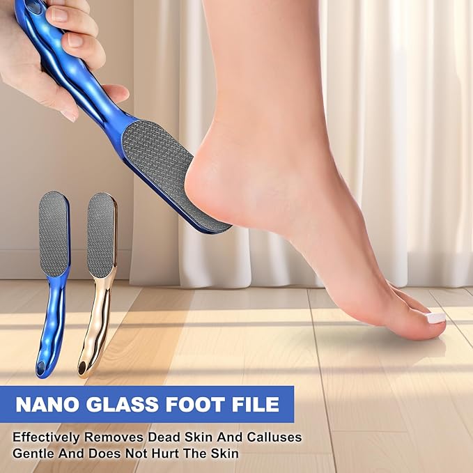 Veinsgrain Foot File, Nano Glass Foot File, Hard Skin Remover Nano-Glass Feet File, Professional Foot Care Tools, Pedicure Tool for Smooth Feet -Gold