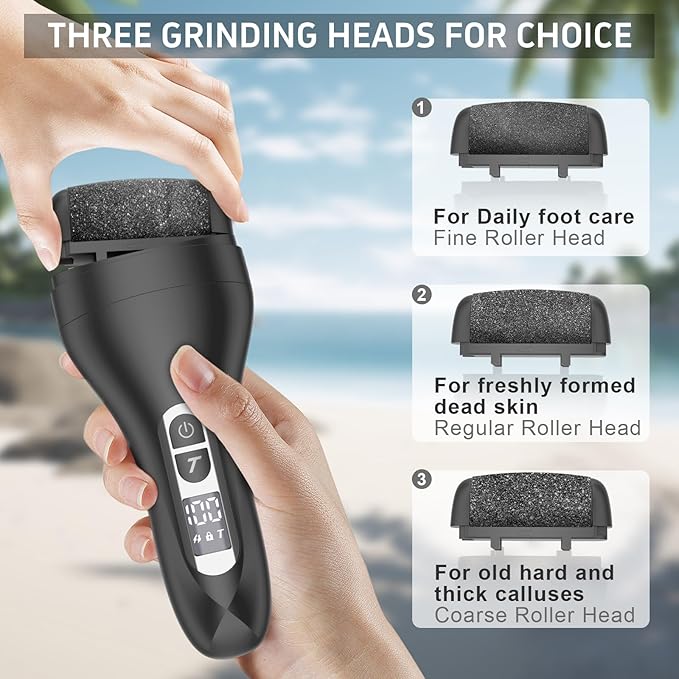 Electric Callus Remover for Feet,Rechargeable Electronic Foot File Pedicure Tools,Professional Waterproof Foot Scrubber File,Portable Pedi Feet Care for Cracked Heels &Dead Skin with LCD Display