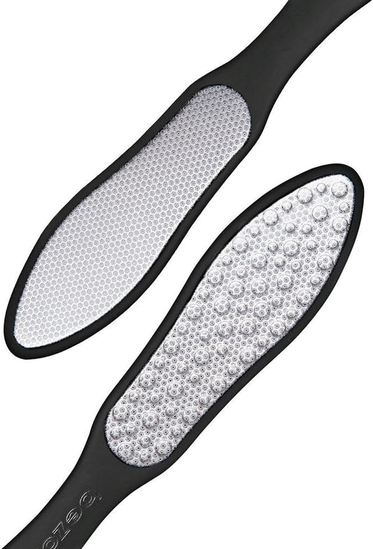 BEZOX Foot File (1 PCS), Double Sided Foot Scraper Callus Remover, Foot Rasp for Cracked Heel and Foot Corn Removal, Stainless Steel Pedicure File W/Cloth Storage Bag