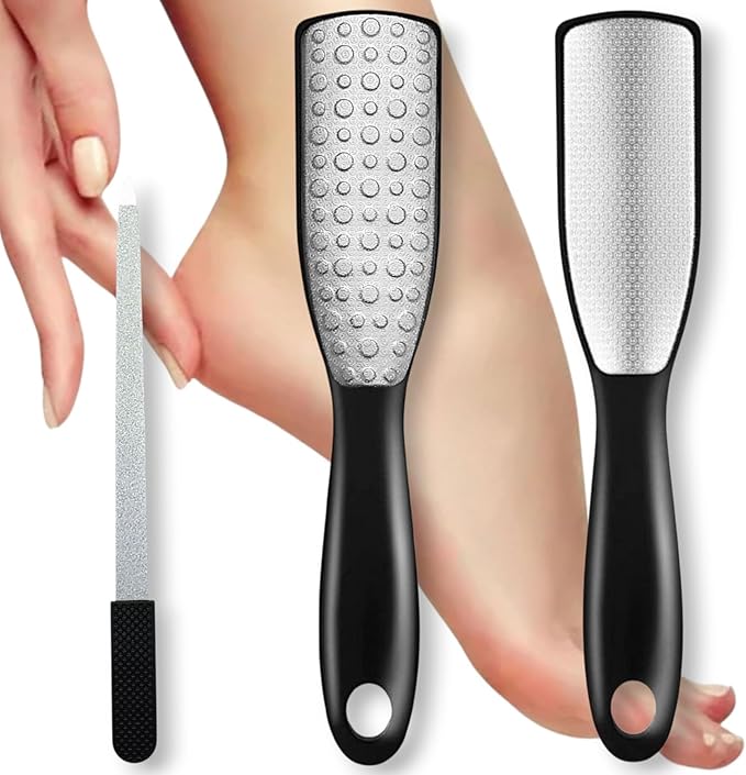 Professional Foot File & Callus Remover 2-in-1 Set –9.6" Foot Rasp with 6.7" Nail File Included–Elegant Sapphire Black–Dual-Sided, Durable & Hygienic Pedicure Tool for Smooth, Soft Feet–Wet & Dry Use