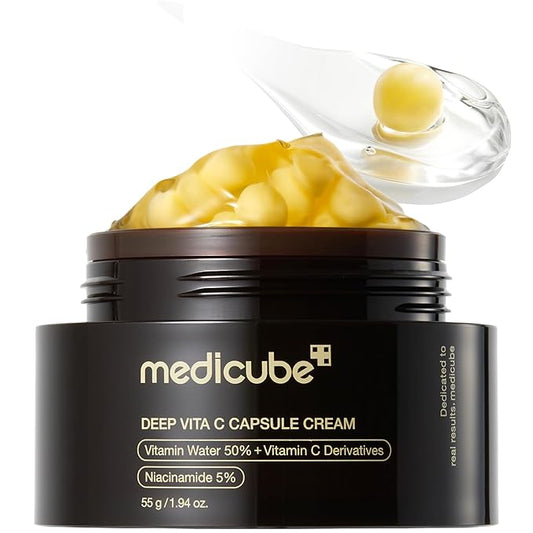 medicube Capsule Cream with Deep Vitamin C | Liposome Vitamin C Golden Capsule for Radiance & Firm-Looking Skin | Hydrating Glow Gel Texture | Korean Skincare, 1.94 oz