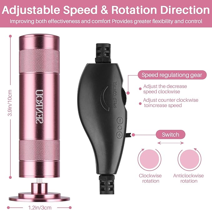 Electric Foot File Callus Remover, 2-in-1 Nail Grinder, Adjustable Speed, 60 Sandpaper Discs, Rose Gold