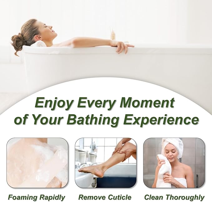 Natural Loofah Sponge, Exfoliating Body Scrubber for Men Women, Loofah with Handle, Exfoliating Back Scrubber for Shower Set, Deeply Clean & Invigorate Your Skin (2 pcs in Box)