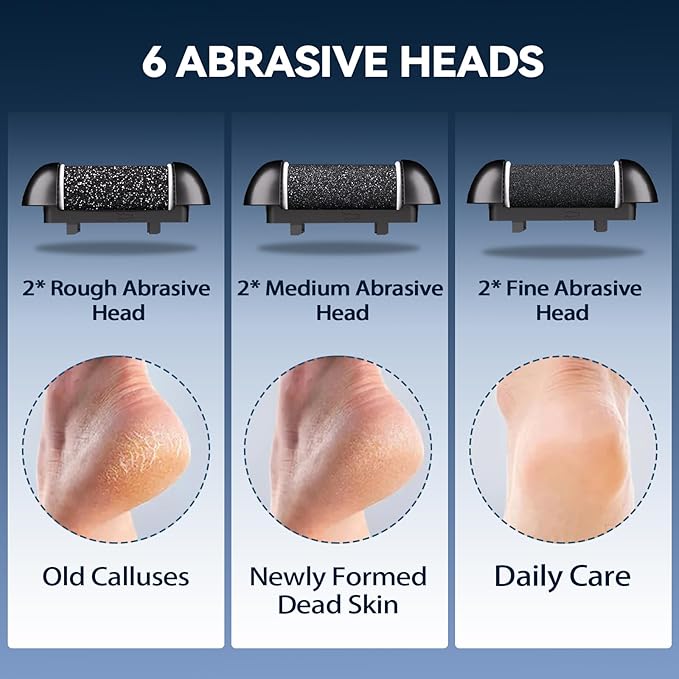 Electric Callus Remover for Feet with 6 Roller Heads 2 Speed Rechargeable Waterproof Foot File Pedicure Kit Foot Spa Products