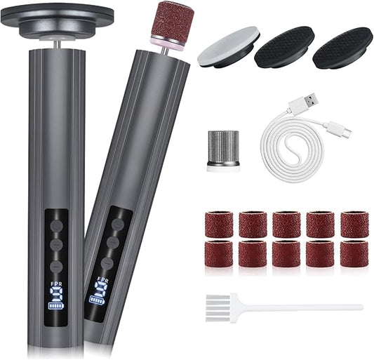 Electric Foot Callus Remover with Nano Glass Head, 9-Speed Rechargeable Foot File with Adjustable R/F Rotation, Digital Display & Powerful Motor for Cracked Heels & Dead Skin (Gray)