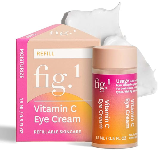 Fig.1 Triple Action Vitamin C Eye Cream Refill | Anti Aging Under Eye Cream for Dark Circles, Puffiness & Wrinkles | Vitamin C + Caffeine to Glow & Refresh Tired Eyes | Fragrance-Free, Refillable