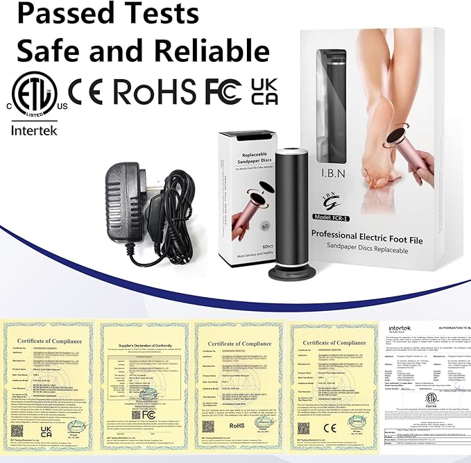 Electric Callus Remover Foot Scrubber, Adjustable Speeds Electric Foot File Sander Grinder Pedicure Tools for Feet Dead Skin Remover with 60 Replaceable Sandpaper Discs, Black