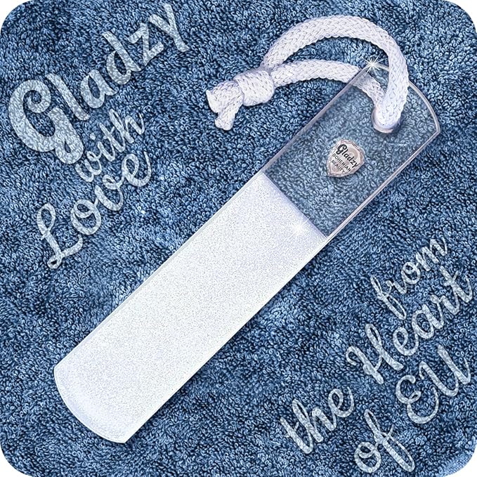 GLADZY Czech Glass Foot File Callus Remover – Double Sided Etched, Different Grit Coarse & Fine Surfaces for Hard Skin & Cracked Heels, Professional Pedicure Tool, Washable Reusable, Made in EU
