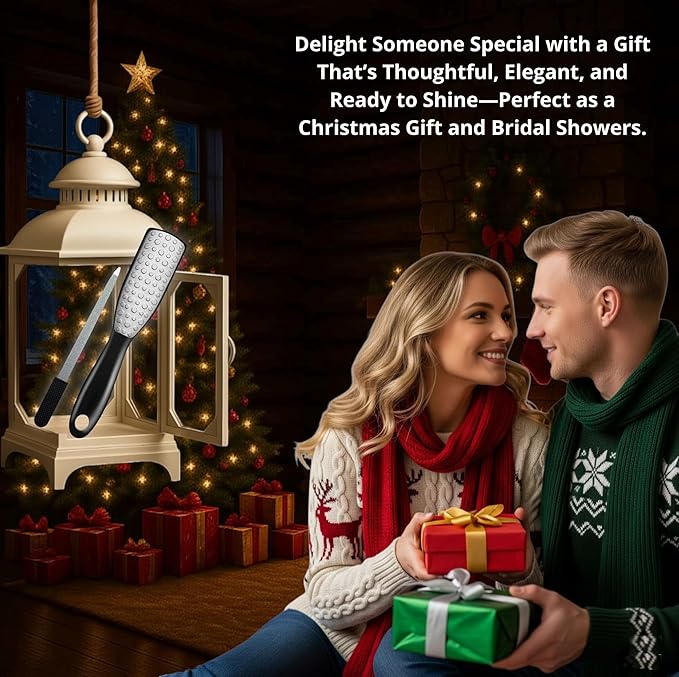 Professional Foot File & Callus Remover 2-in-1 Set –9.6" Foot Rasp with 6.7" Nail File Included–Elegant Sapphire Black–Dual-Sided, Durable & Hygienic Pedicure Tool for Smooth, Soft Feet–Wet & Dry Use