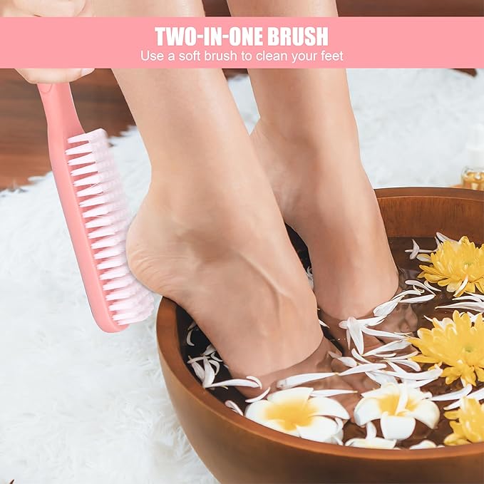 Foot File Callus Remover - Dead Skin Nano Glass Remover for Feet with Soft Brush, Professional Pedicure Tool for Home Foot Care - Pink