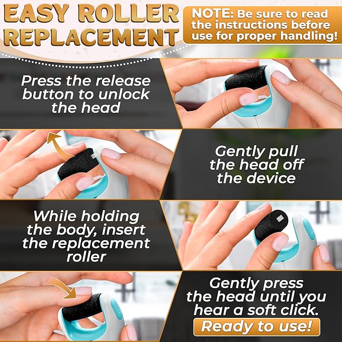 USB Rechargeable Electric Foot Callus Remover Tool – 3-Speed Foot Sanders for Feet (1800/2200/2800 RPM) with Replaceable Roller | 1200mAh, 70 Min Runtime – Pedicure Tools for Feet Smoothing