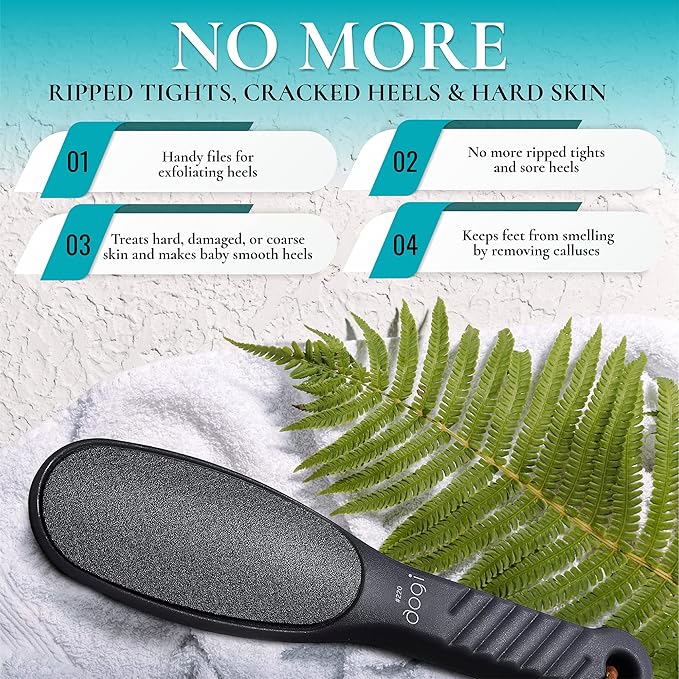 Foot rasp Pedicure Foot File - Removes Damaged and Hard Skin, Avoids Callus Buildup – Gentle, Fine File for at-Home Professional Treatment (Black, Waterproof, Comes with Original Pouch)